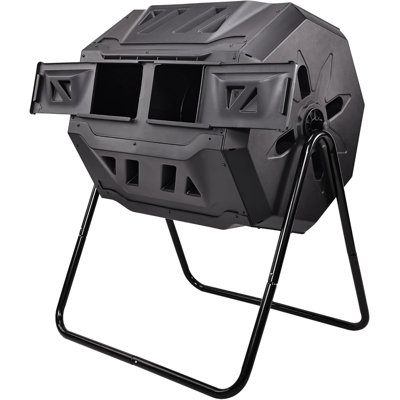 Noir, 43 gallons, extérieur, culbutage, double rotation, bac à compost en lot