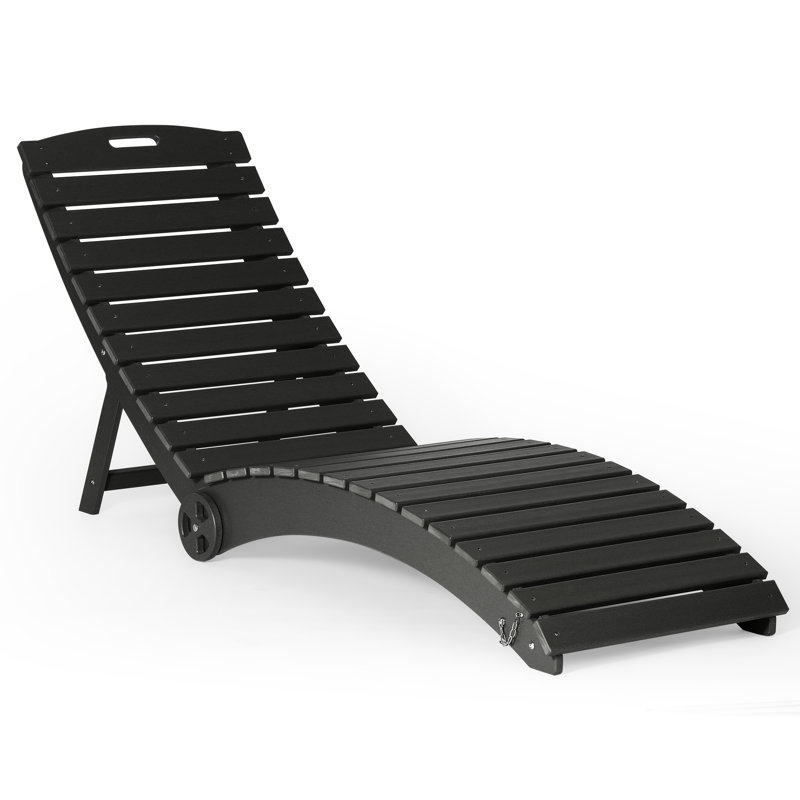 Chaise longue pliante avec roulettes, Black