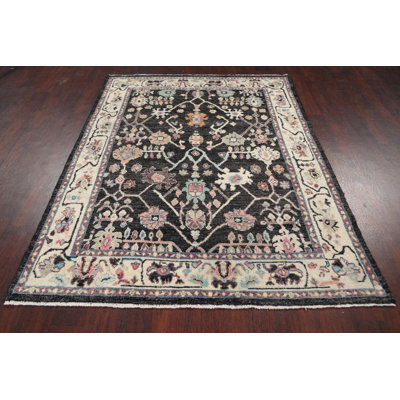 One-of-a-Kind 4'8" X 6'2" New Age Wool Area Rug in Black