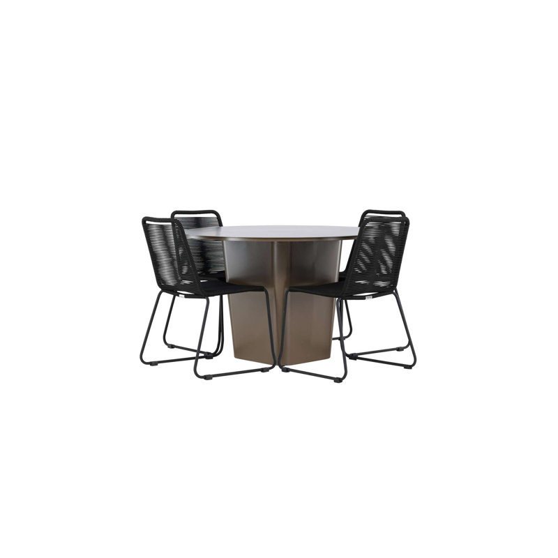 Claudius 4 - Person Patio Dining Set with Round Table, Black