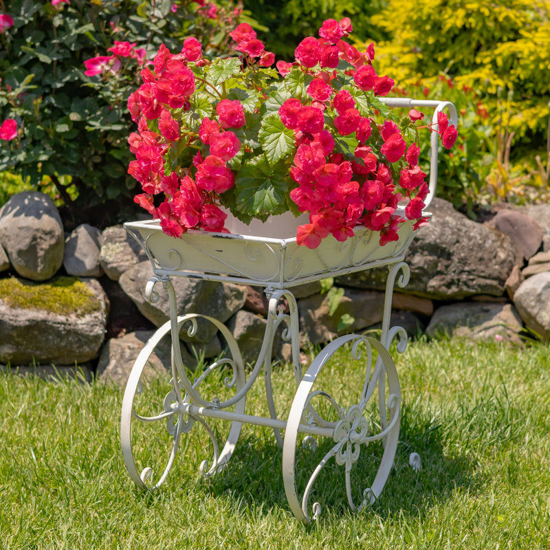 Chariot de jardin 32 po en métal avec poignée et roulettes 32 po London 1820, Blanc