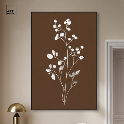 "Berry Branch III", impression sur toile rustique par Art Remedy, cadre noir, 36 x 54