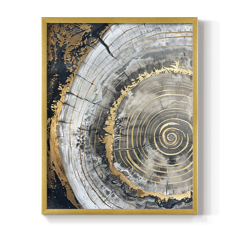 Série ABSTRACT CCLxx - reproduction encadrée de qualité supérieure - prête à être accrochée - aucun clou requis, Or