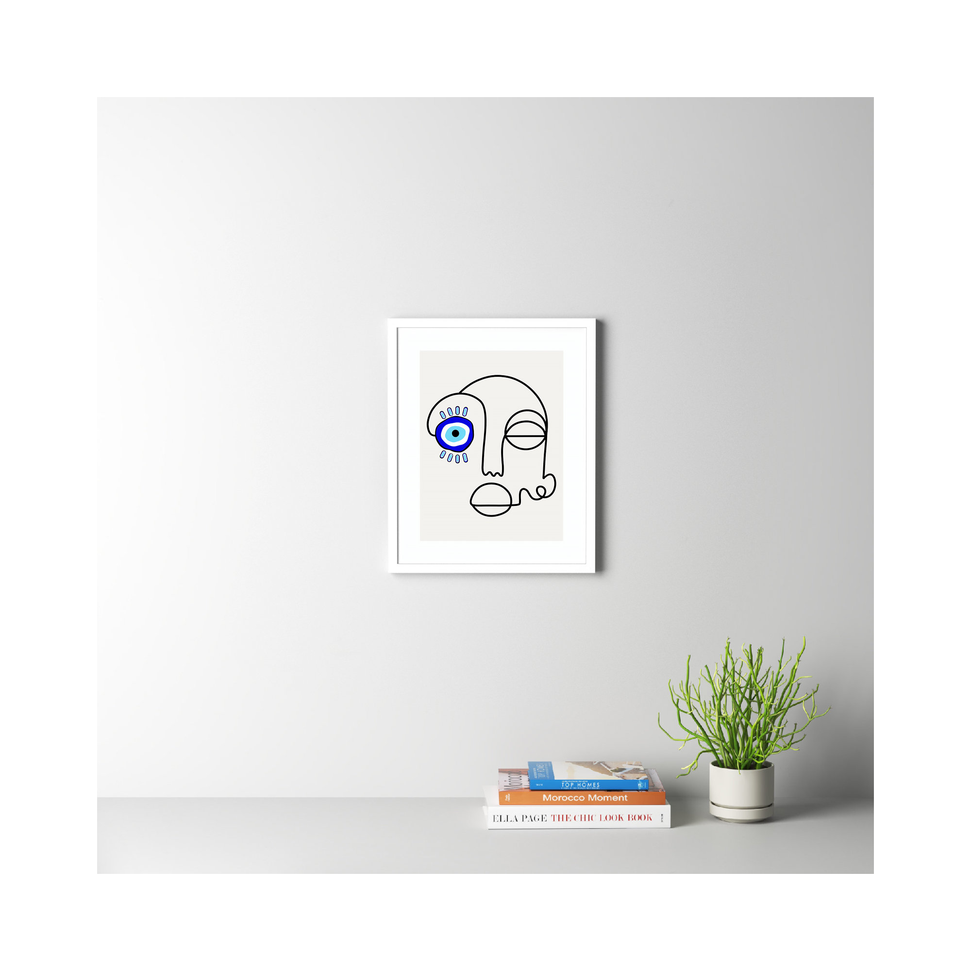No Evil Allowed by Shatha Al Dafai, 21.38" H x 17.38" W x 0.875" D, White