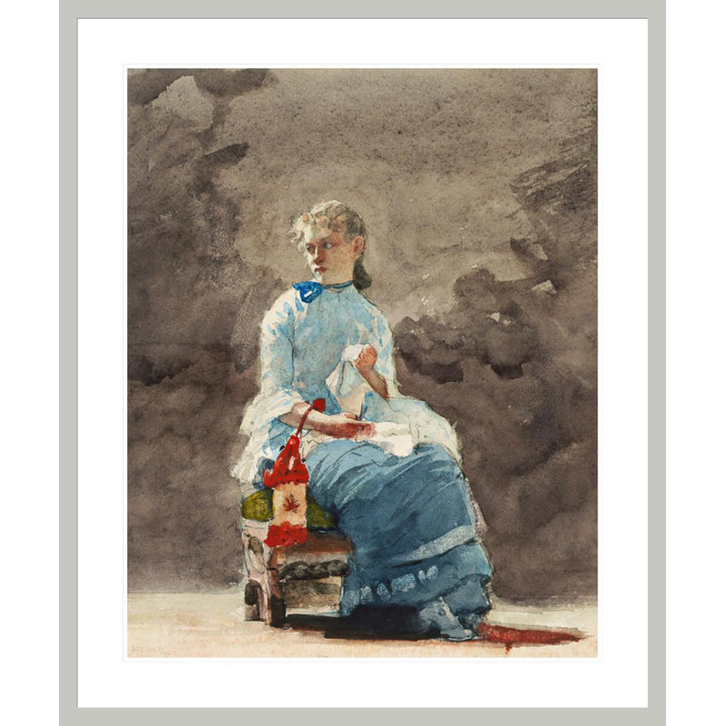 «Woman Sewing» par Winslow Homer - impression giclée encadrée, 40,05 po H x 33,5 po L