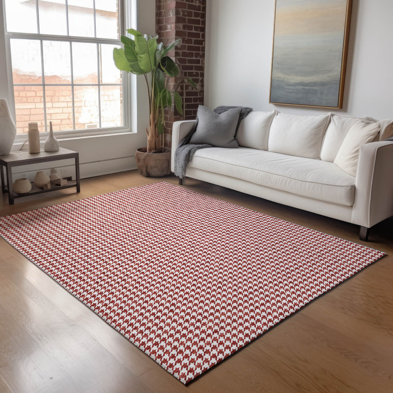 Premium Machine Washable Paullette AMF137 Red Rug, Rectangle 9' x 12'