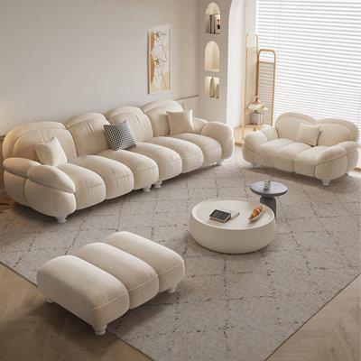 Ensemble de salon en polyester 3 pièces beige