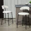 Tabouret de bar 26 po à hauteur de comptoir avec housse en tissu Teddy et îlot de cuisine avec base thermolaquée et repose-pieds-423602155
