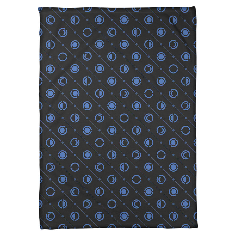 Couverture polaire moon phases, l 60 po x L 80 po, Noir / Bleu
