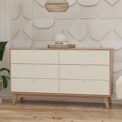 Ahmed 57.08"W 6-Drawer Dresser with Aluminum Handles