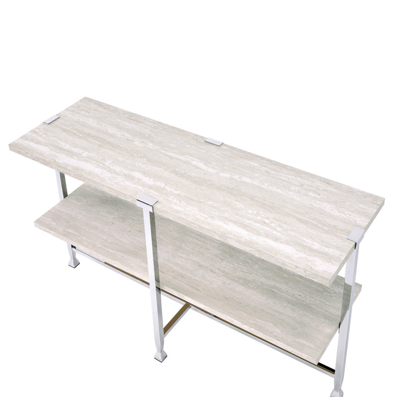 Brecon White Oak & Chrome Finish Sofa Table