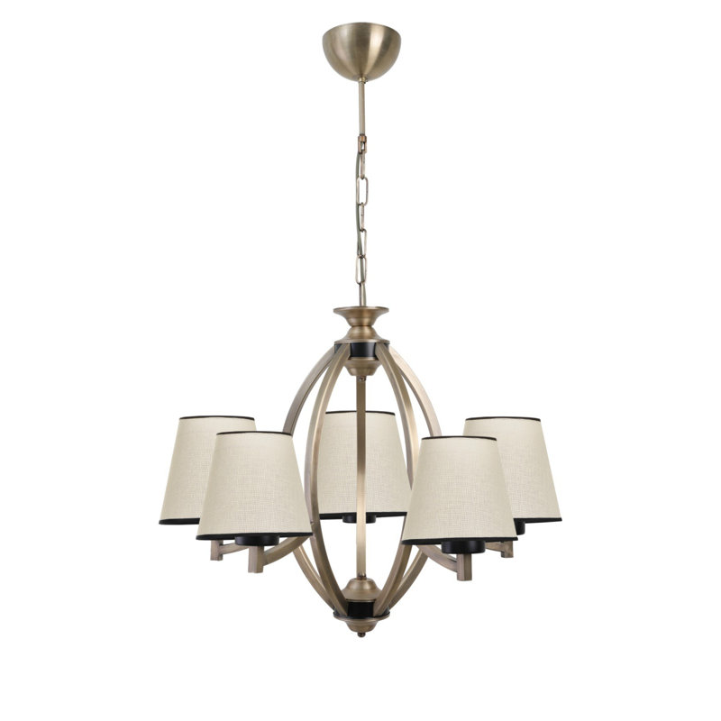 Lustre élégant en métal, hauteur réglable, 23,6 po de diamètre x 31,5 po de hauteur | Finition beige, noire et dorée | Douille E27, 40 W maximum | Luminaire élégant pour le décor du salon, de la salle à manger et du vestibule
