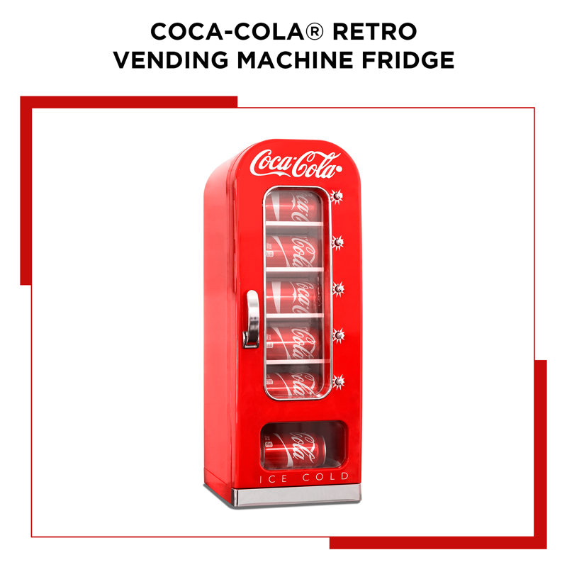 Coca-Cola Vending Machine Mini Fridge 12V DC 110V AC 10 Can Cooler, Red