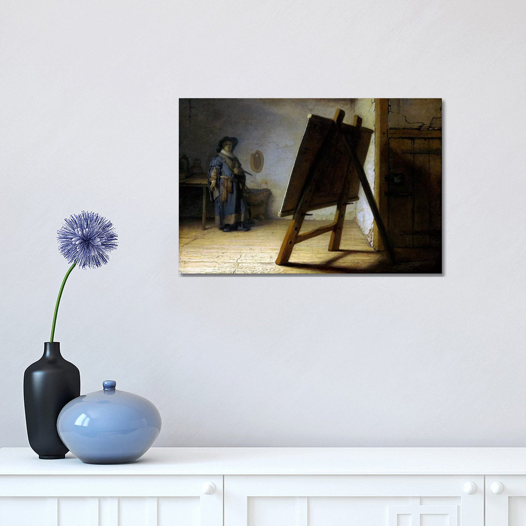 The Artist In His Studio by Rembrandt Van Rijn - Wrapped Canvas Print
