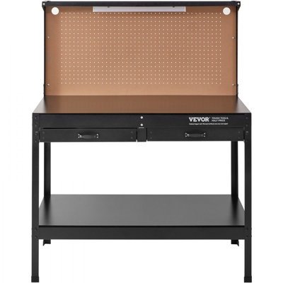 47'' W Steel Top Workbench with Pegboard