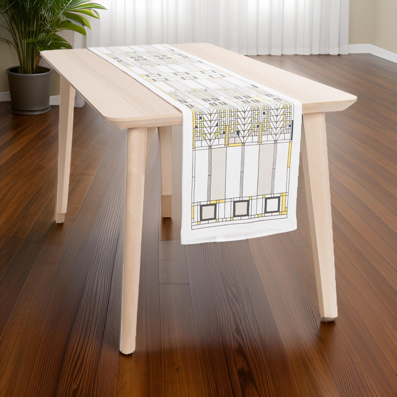 Frank Lloyd Wright Inspired Cotton Table Runner, 14 x 72-inch