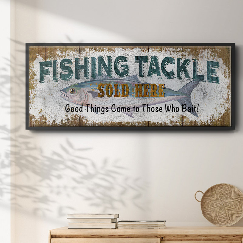 Fishing Tackle- Framed Canvas, 20" H x 50" W