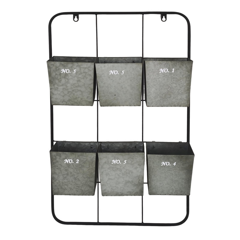 VIP Metal 28 in. Silver 6-Pocket Bin Wall Organizer