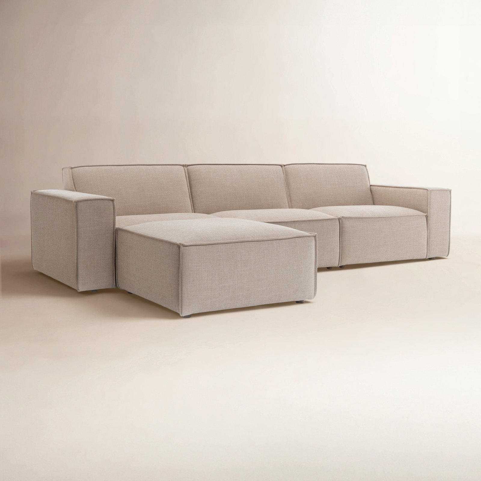 Shonnard Modular Sectional, Beige Cotton Blend