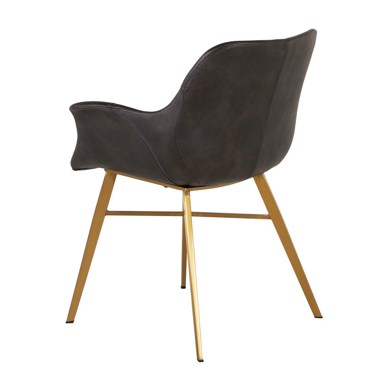 Channing Contemporary Brown Faux Leather Armchair with Metal Legs