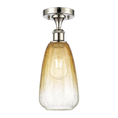 Ballston - Brookhaven Almond - 1 Light 6" Semi-Flush Mount - Polished Nickel Finish - Amber Shade