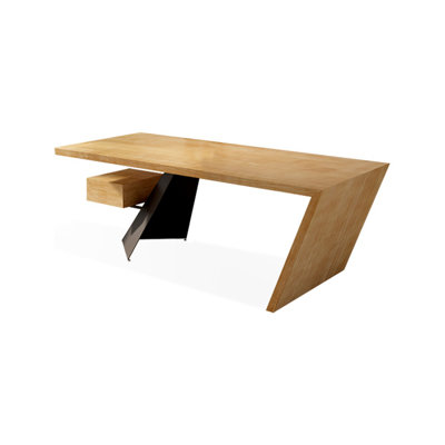 Burlywood+Black Rectangular Solid Wood+Iron with 1 drawers desk