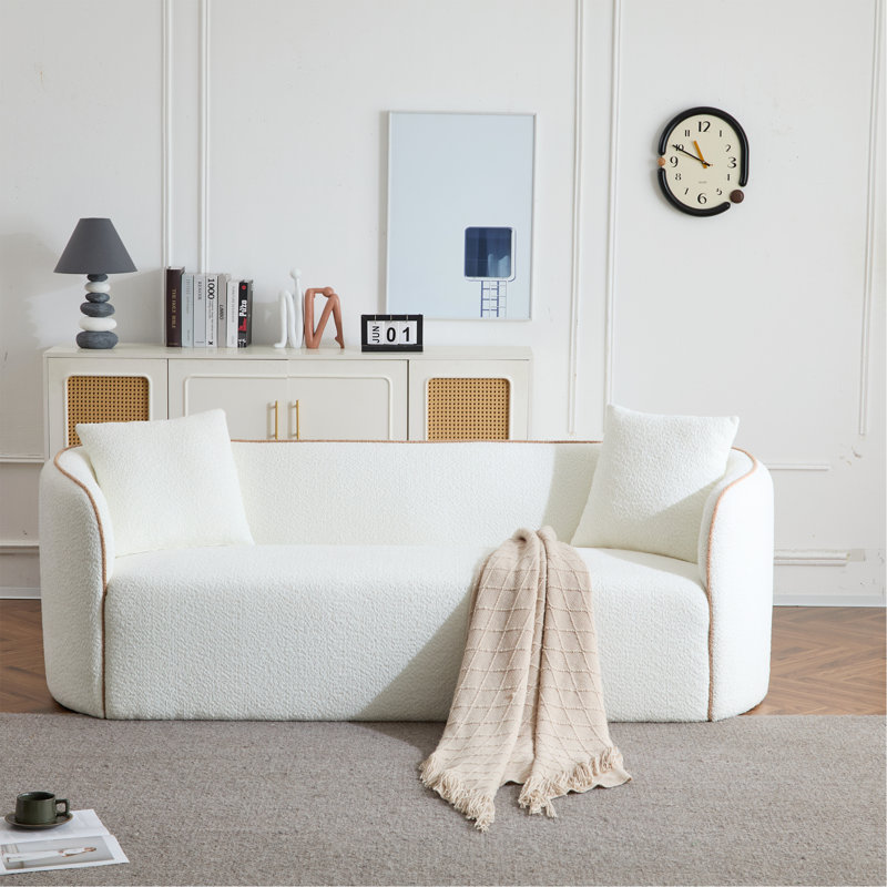 Canapé courbé 82 po Coral, 3 places, salons, chambres à coucher, bureau, blanc
