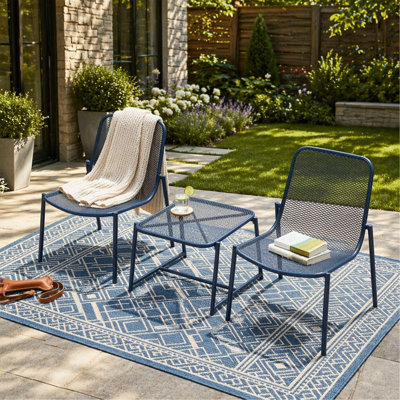 Ensemble de conversation d'extérieur 3 pièces - 2 chaises en filet et 1 table d'appoint