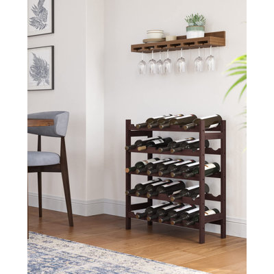 Support à vin 30 bouteilles, porte-bouteilles sur pied en bambou à 5 niveaux, présentoirs, barres à vagues, espresso