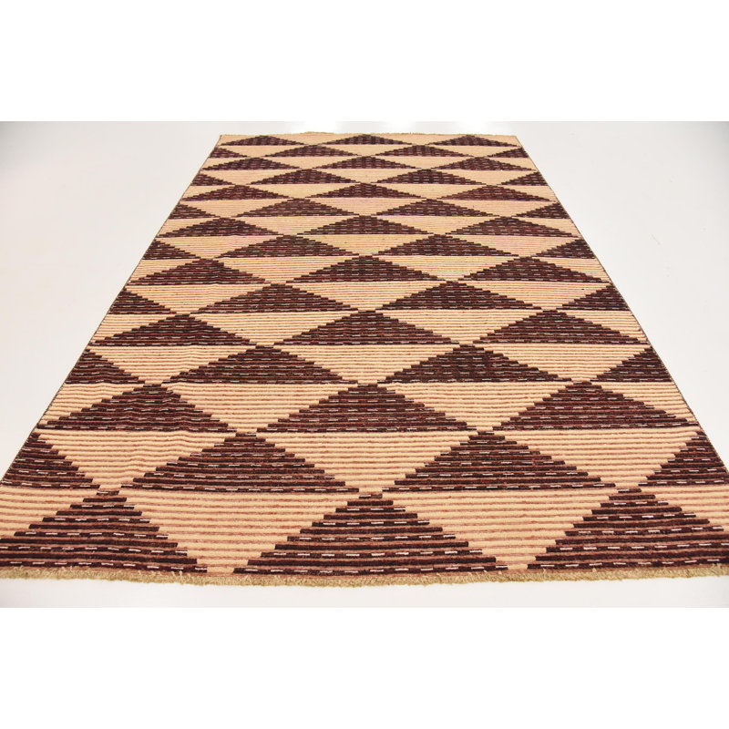 Tapis à main one-of-kind-noué la beige new age 6 pi 4 po x 9 pi 6 po Nash