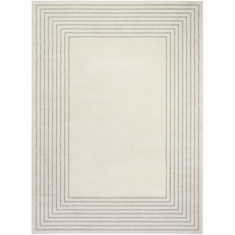 Ebern Designs Bonnert Ivory Grey Modern Indoor Rug, Rectangle 7'10" x 9'10"