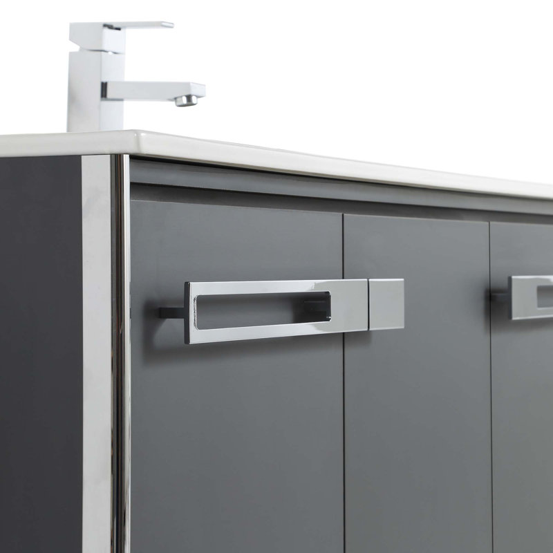 Meuble-lavabo simple l 42 po x P 18,31 po x H 23,25 po, Gris Onix, Chrome poli