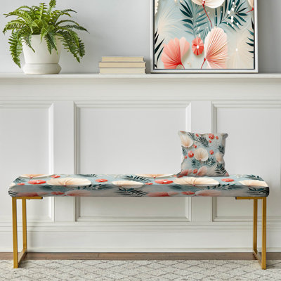 Seaside Elegance Tropical Motif I - Banc rembourré doré