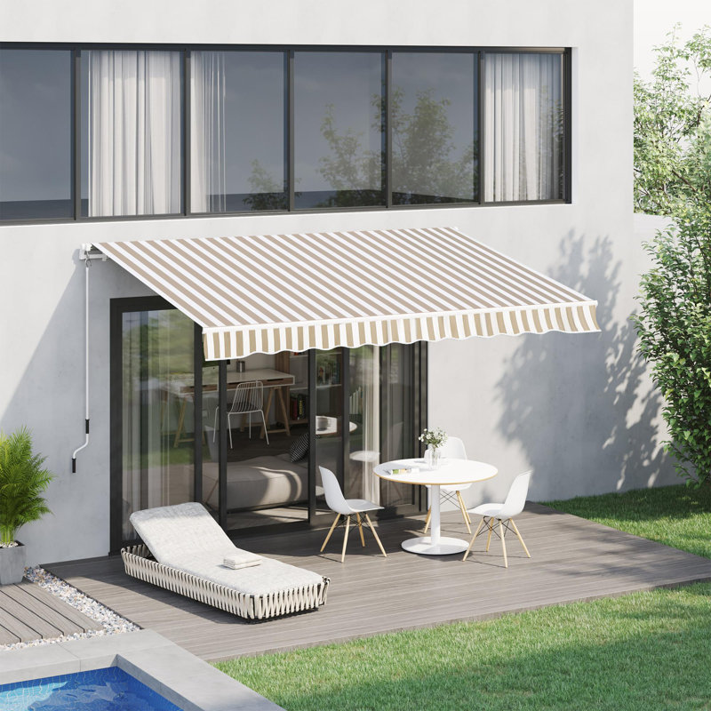 Auvents rétractables, H 59 po x l 141,8 po x P 118 po, Rayures beiges
