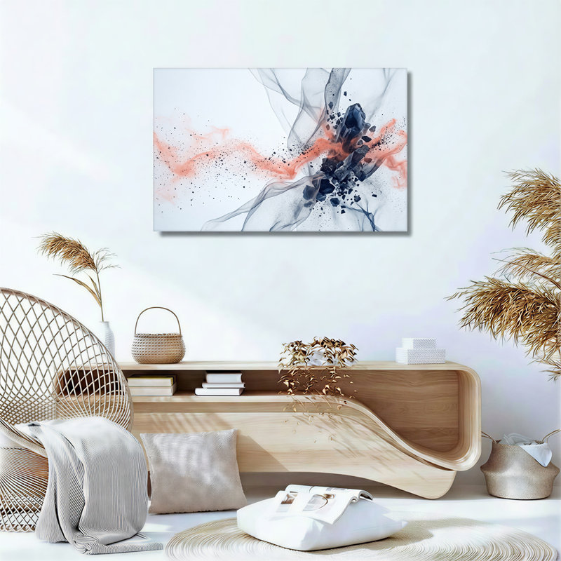 Art mural en toile noire avec éclats de cristaux noirs, H 12 po x l 18 po