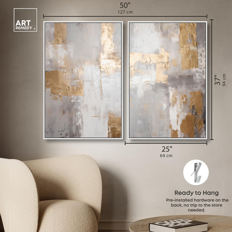 Tranquility Gold Art , Impression dans un cadre flottant sans passe-parto, H 37 po x l 25 po, Blanc