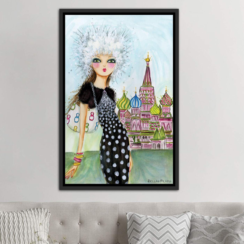 Art de Moscou, H 26 po x l 18 po x P 1,5 po, Toile avec cadre noir