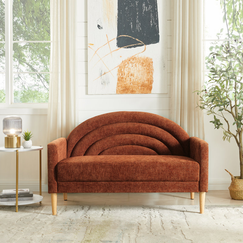 3 Seater Loveseat, Ocher Polyester, 80cm H x 126cm W x 78cm D