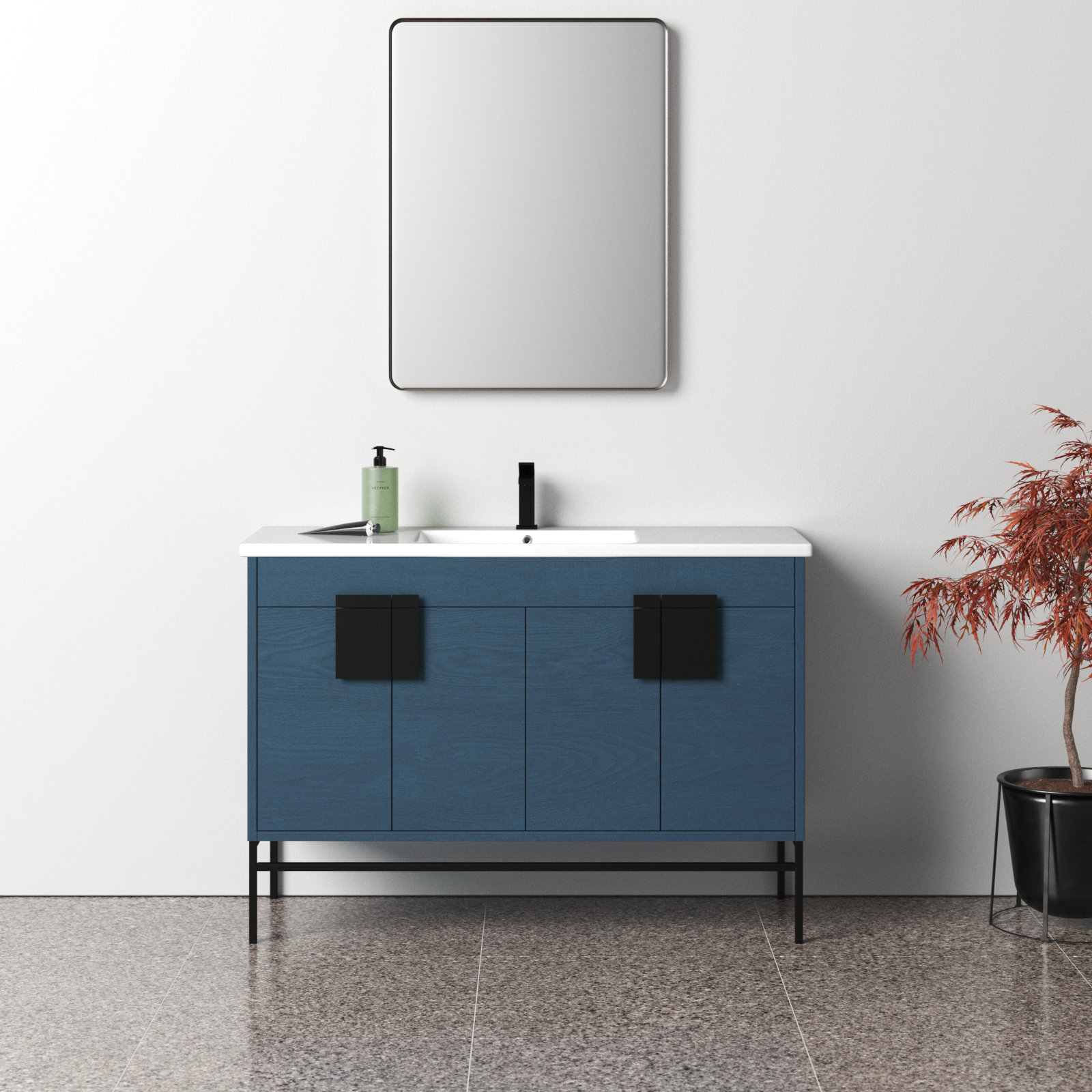 Maisie 48'' Single Bathroom Vanity, Black, Blue