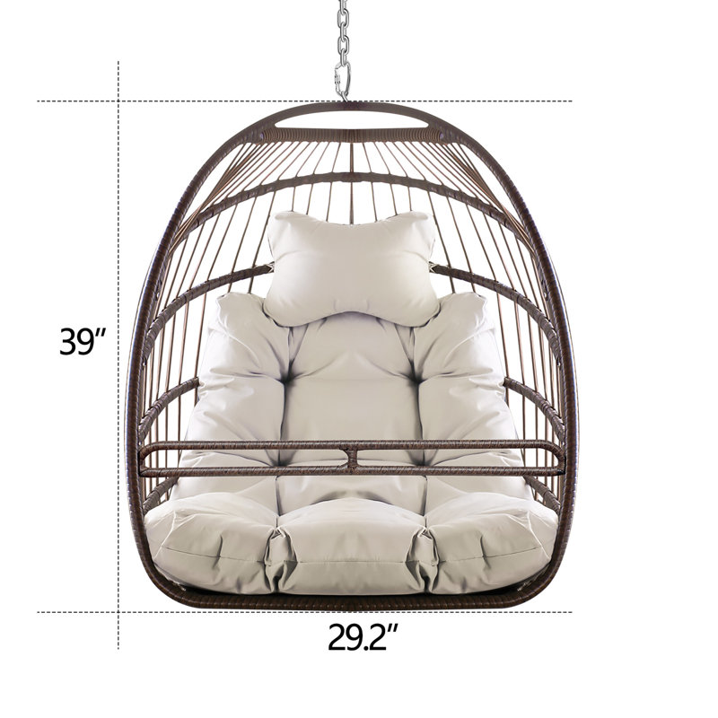 Chaise suspendue polyvalente résistante aux rayons UV avec cadre pliable pour une utilisation intérieure et extérieure, Beige