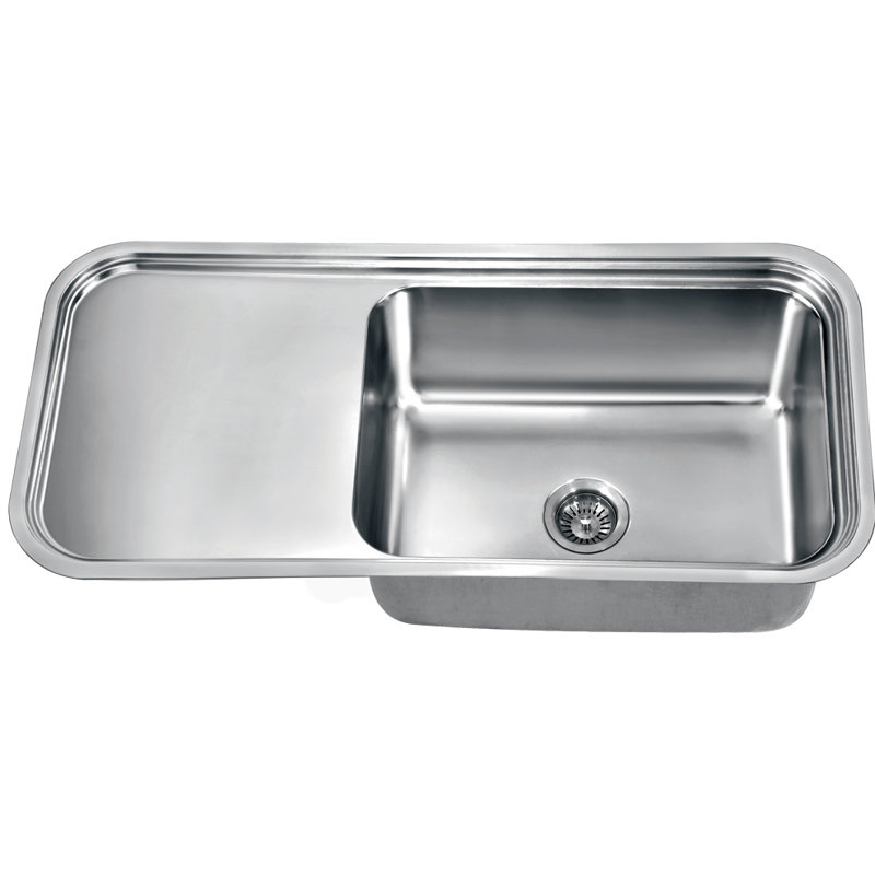 41.38" L x 19.75" W Under Mount Single Bowl Stainless Steel Kitchen Sink With Drainboard