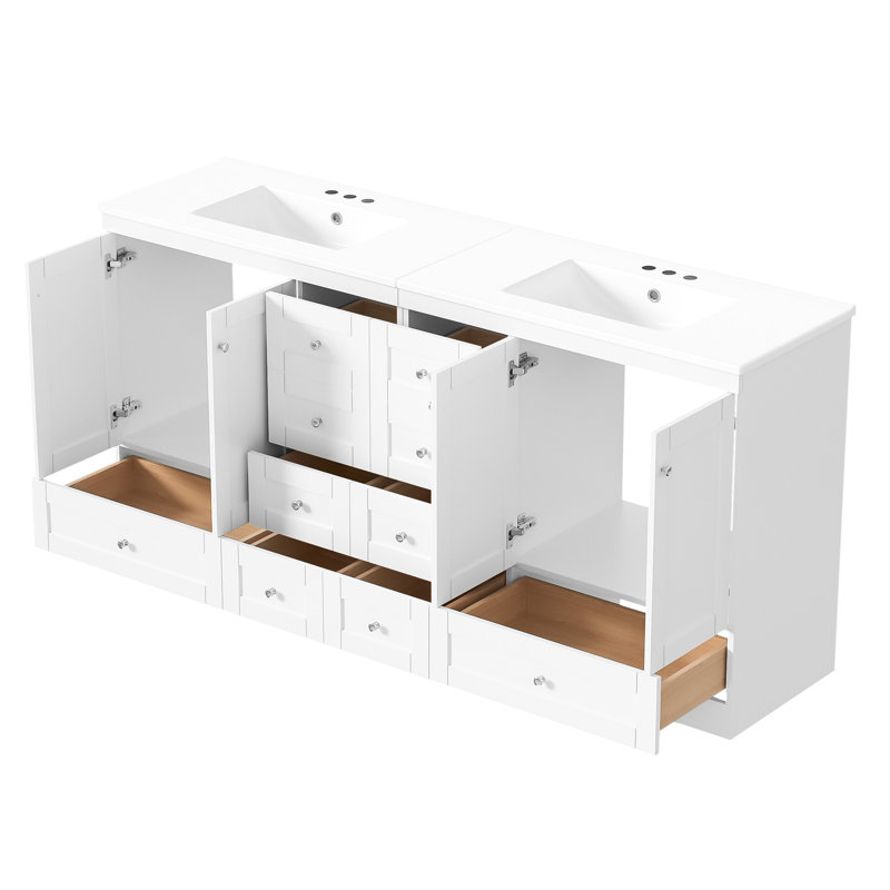 72 meubles de salle de bain modernes avec tiroirs, lavabo et rangement réfléchi, portes à fermeture en douceur, poignées en aluminium, efficaces pour les articles de toilette