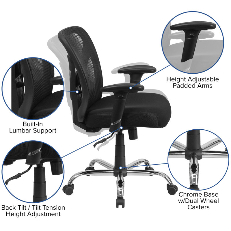 Black Mesh Executive Swivel Office Chair with Adjustable Arms