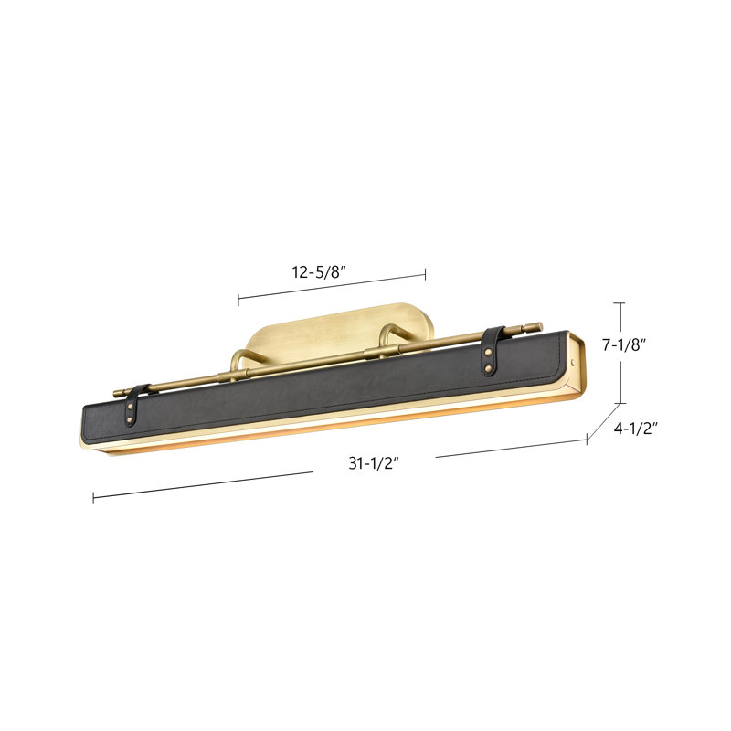 Valise Dimmable LED Wall Mounted Picture Light, Vintage Brass, Cognac