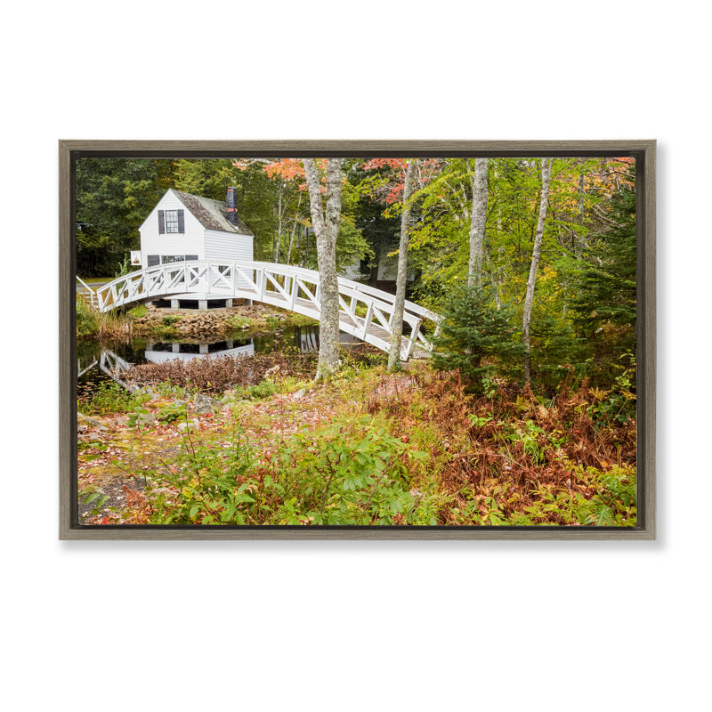 Cadre flottant Bar Harbor Town Bridge, design par Jon Evan, H 21 po x l 31 po, Cadre flottant orme Montalcino