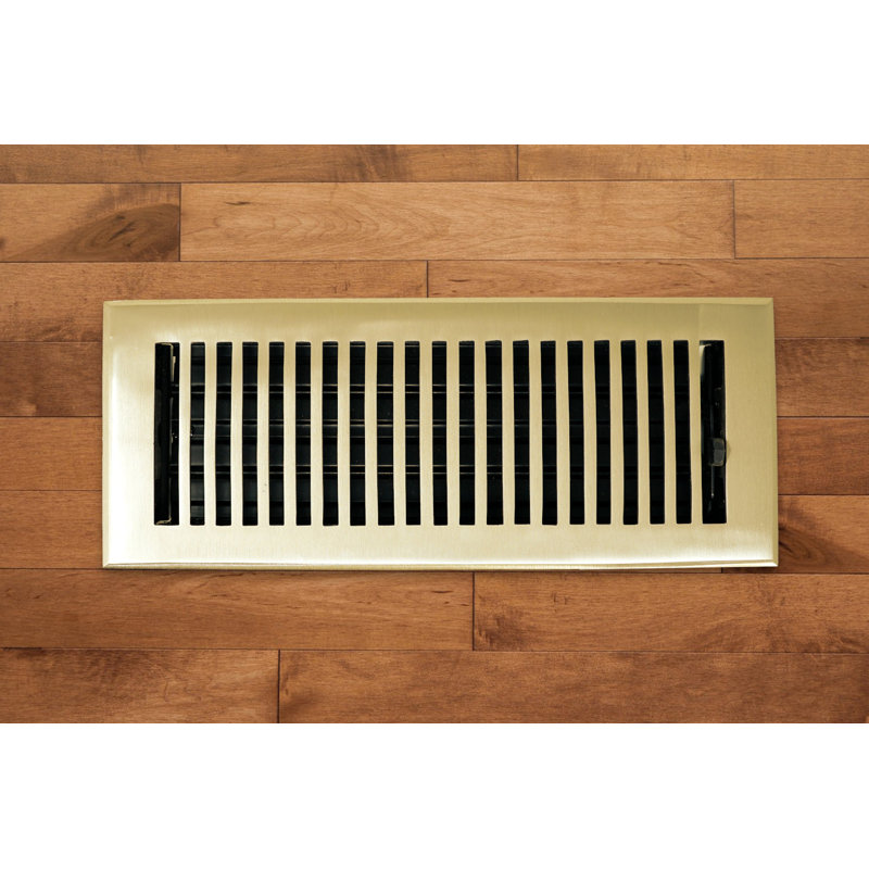 4 x 14 Polished Brass Contemporary Vent Cover with Adjustable Dampers
