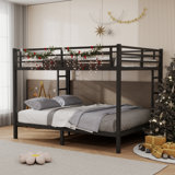 Queen Over Queen Metal Bunk Bed With Ladder