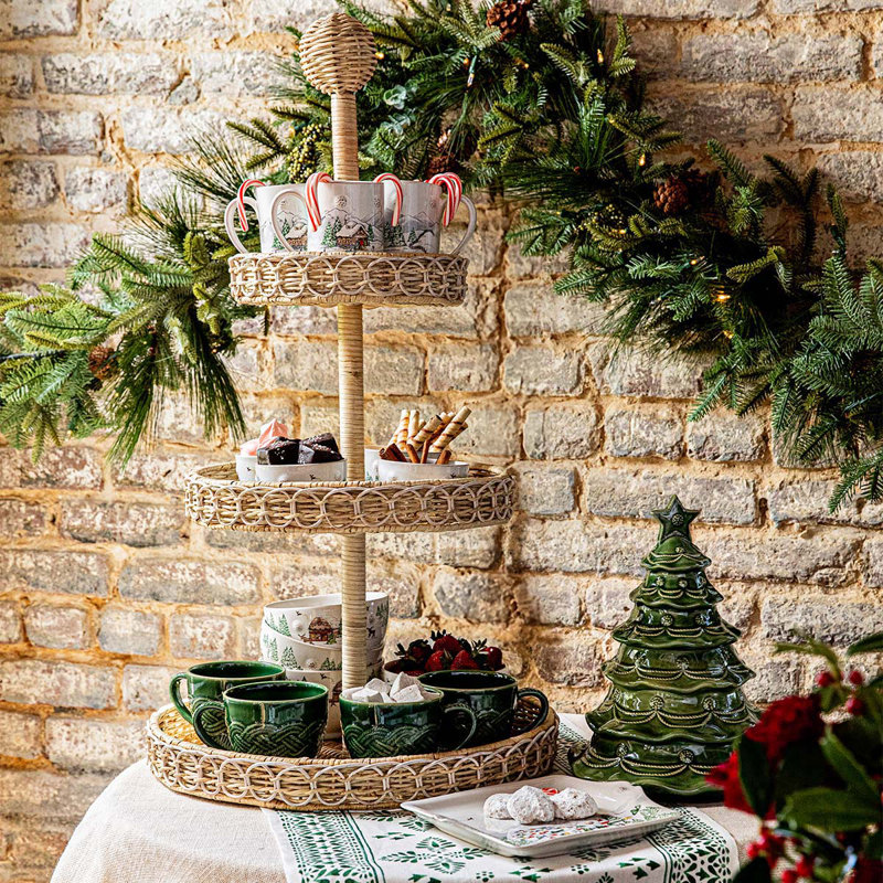 Berry & Thread Christmas Tree Cookie Jar With Lid - Basil