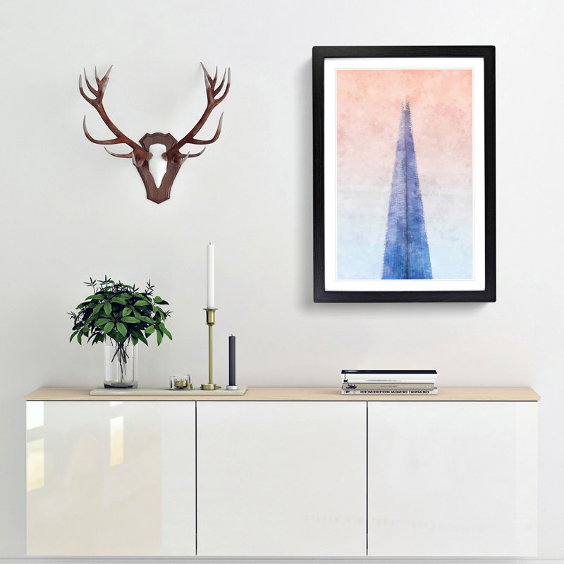 The Shard in London - Picture Frame Painting Print, 63cm H x 45cm W x 2cm D, Black Framed