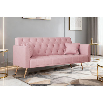 Modern Tufted Velvet Sofa with Gold Legs